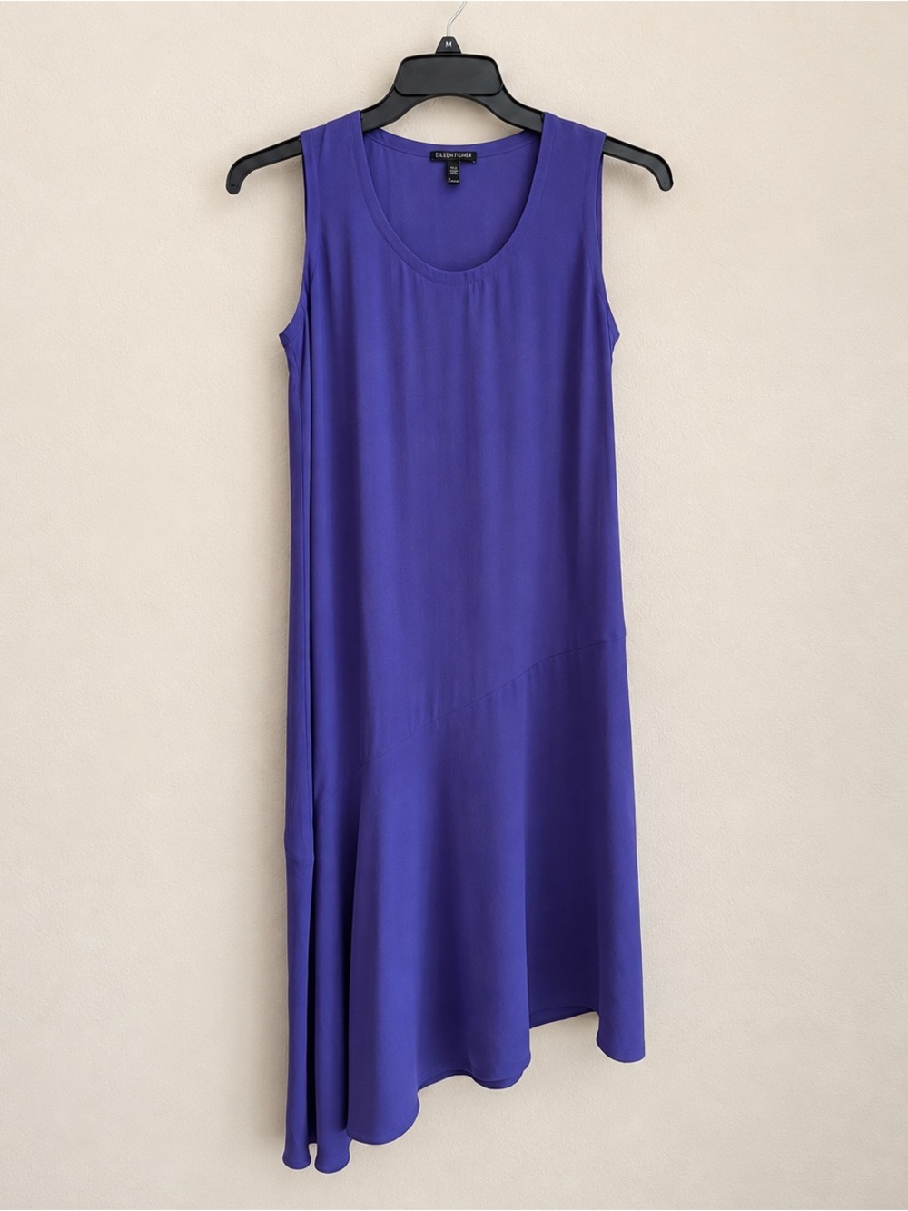 Eileen Fisher Asymmetrical Hem Crepe Silk Dress Size Petite